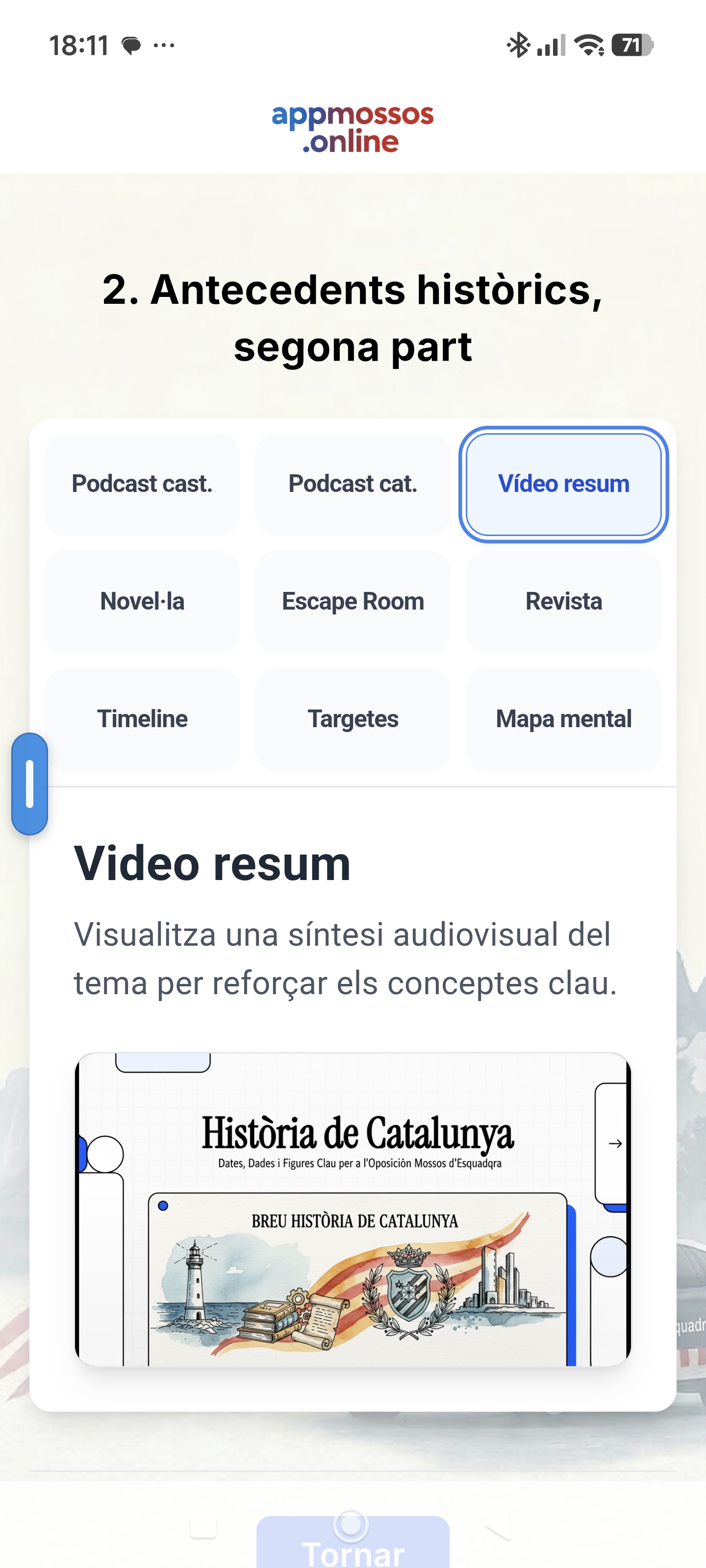 Captura de preguntas en AppMossos