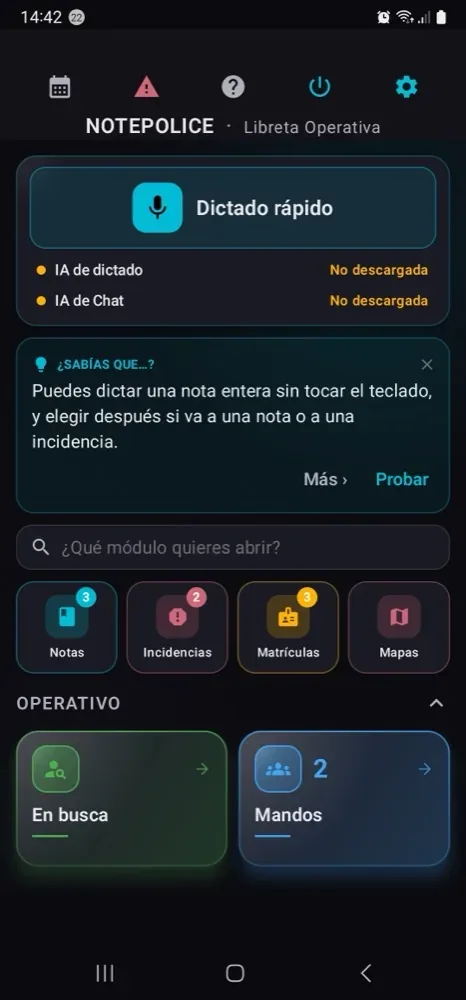 Captura del inicio de NOTEPOLICE